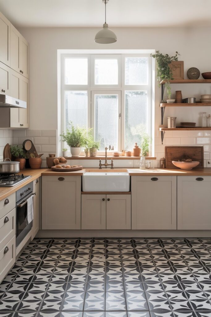 Patterned Tile & Cement Flooring