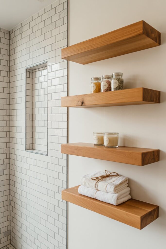 Built-in Nooks and Open Wood Shelving