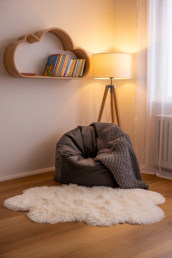 Cozy Reading Nook with Faux Fur Rug