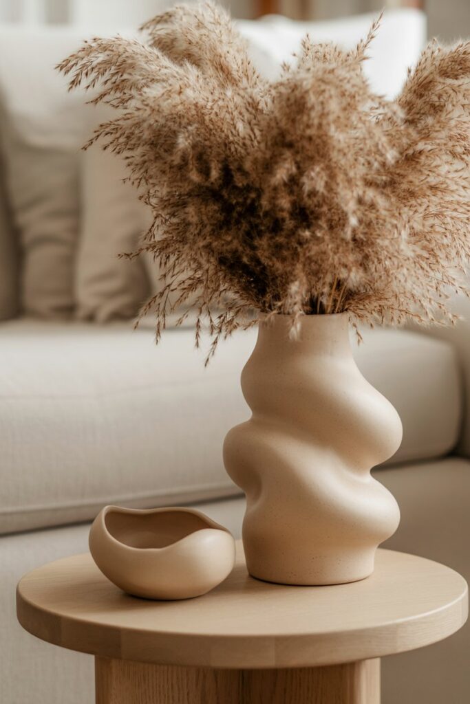 Dried Pampas Grass and Ceramic Vases
