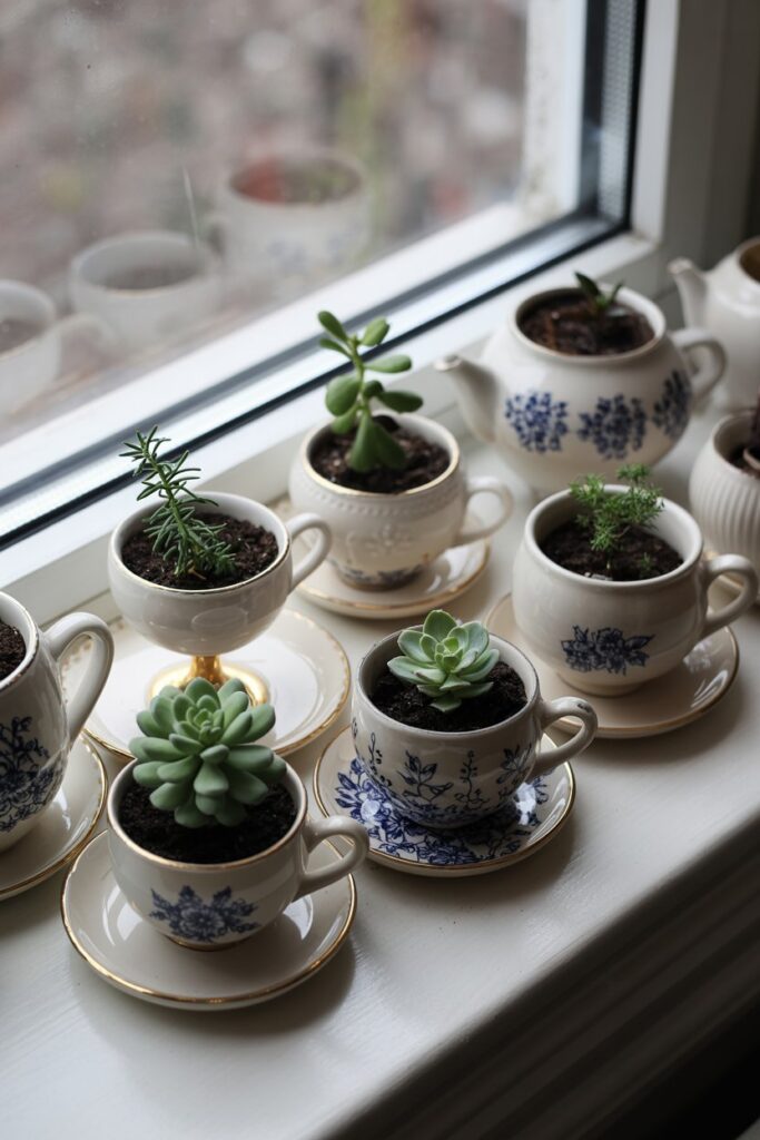 Floating Teapots and Potted Teacup Planters