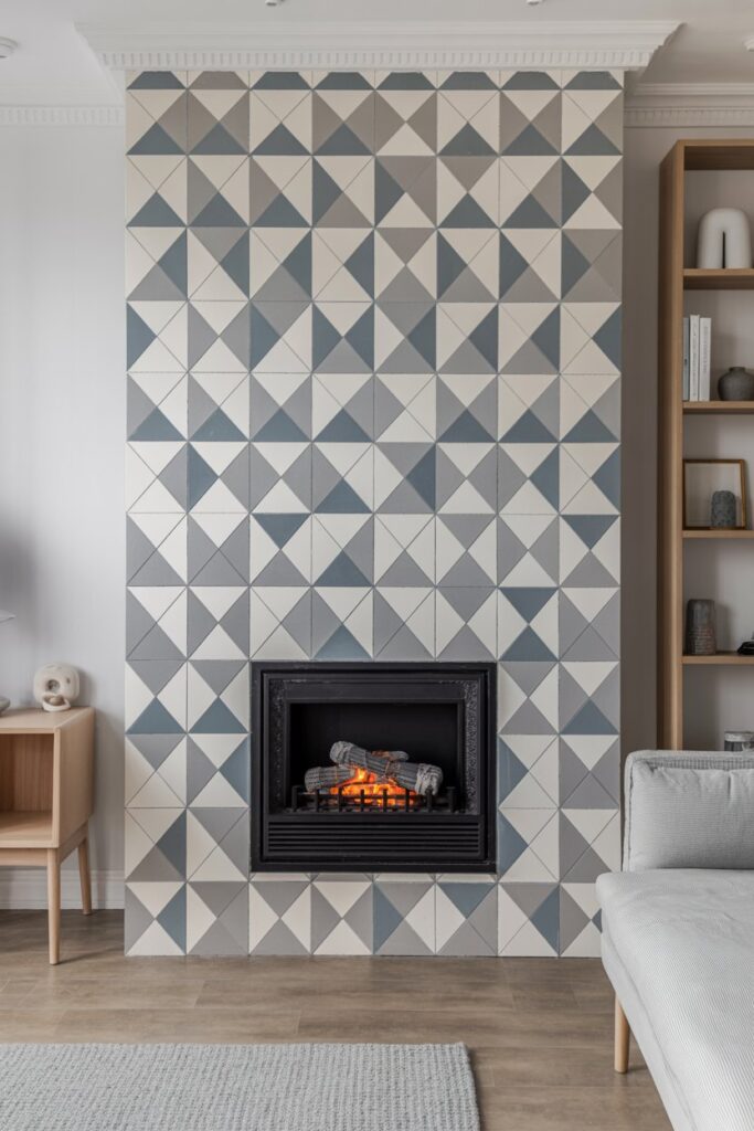Geometric Tile Fireplace Accent