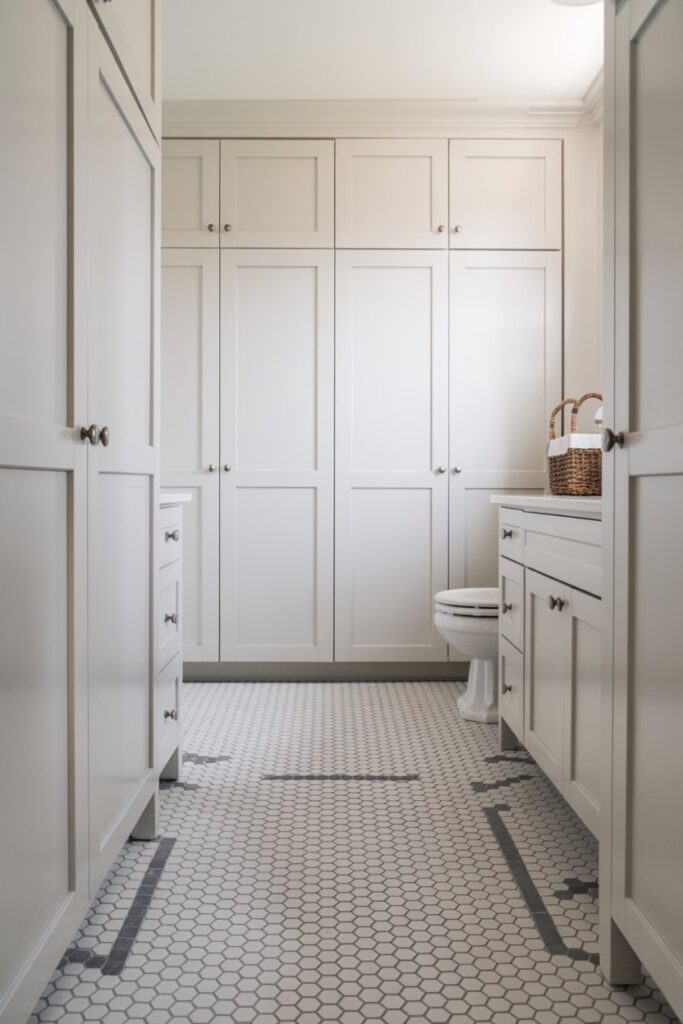 Hexagon Tile Floor and Shaker Cabinetry