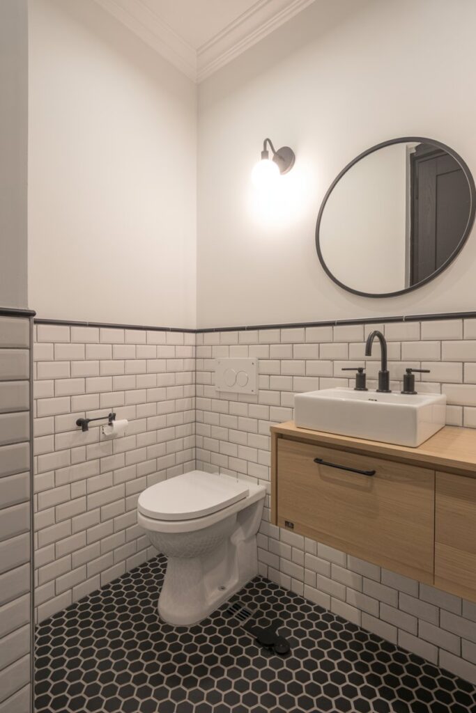 High-Contrast Black, White, and Wood