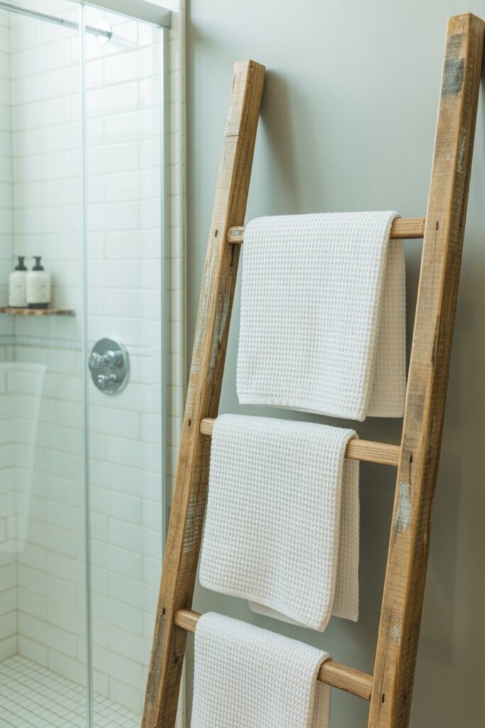 Ladder Towel Rack with Farmhouse Charm
