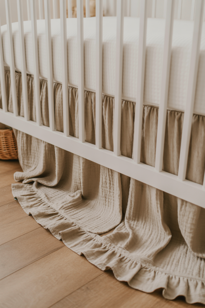 Linen Crib Skirt with Ruffle Details