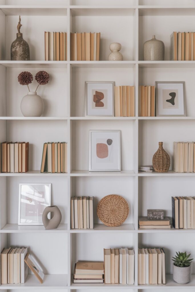 Minimalist Bookshelves with Curated Decor