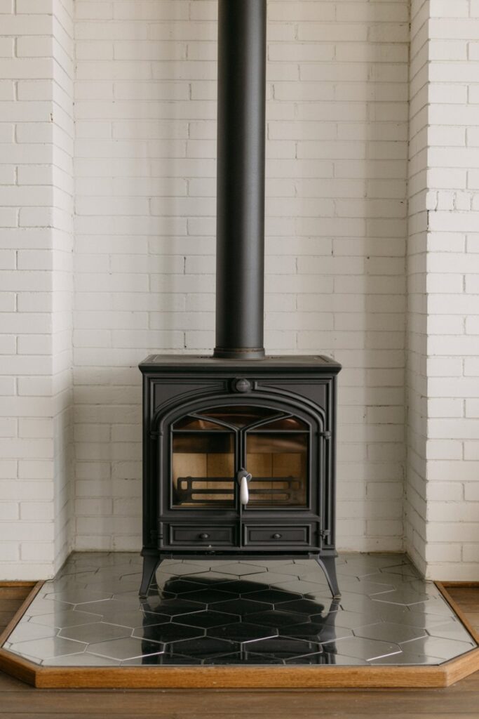 Minimalist Fireplace and Geometric Elements