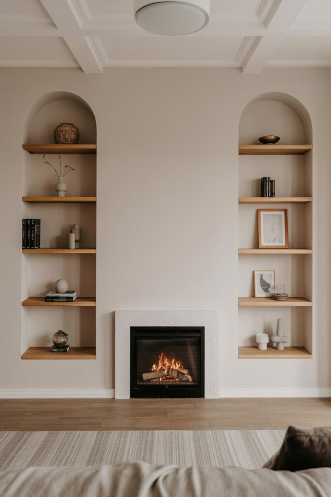 Minimalist Shelf Integration Fireplace