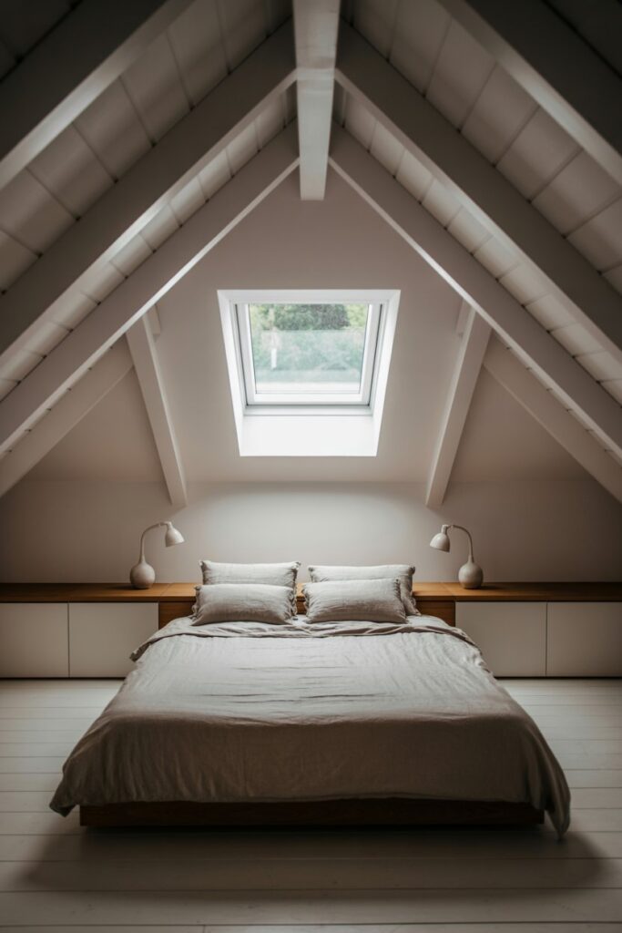 Minimalistic Attic Bedroom with Skylight