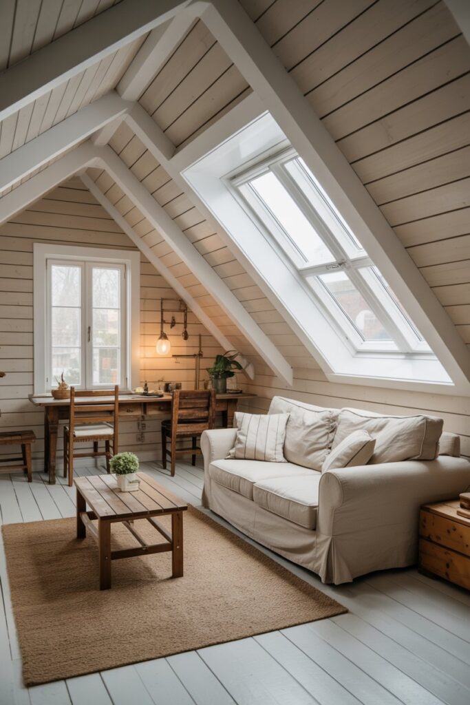 Modern Farmhouse Loft with Slanted Ceilings