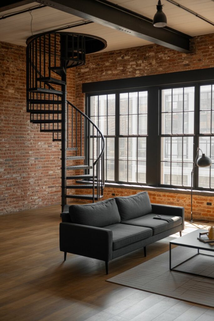 Modern Industrial Loft with Exposed Brick