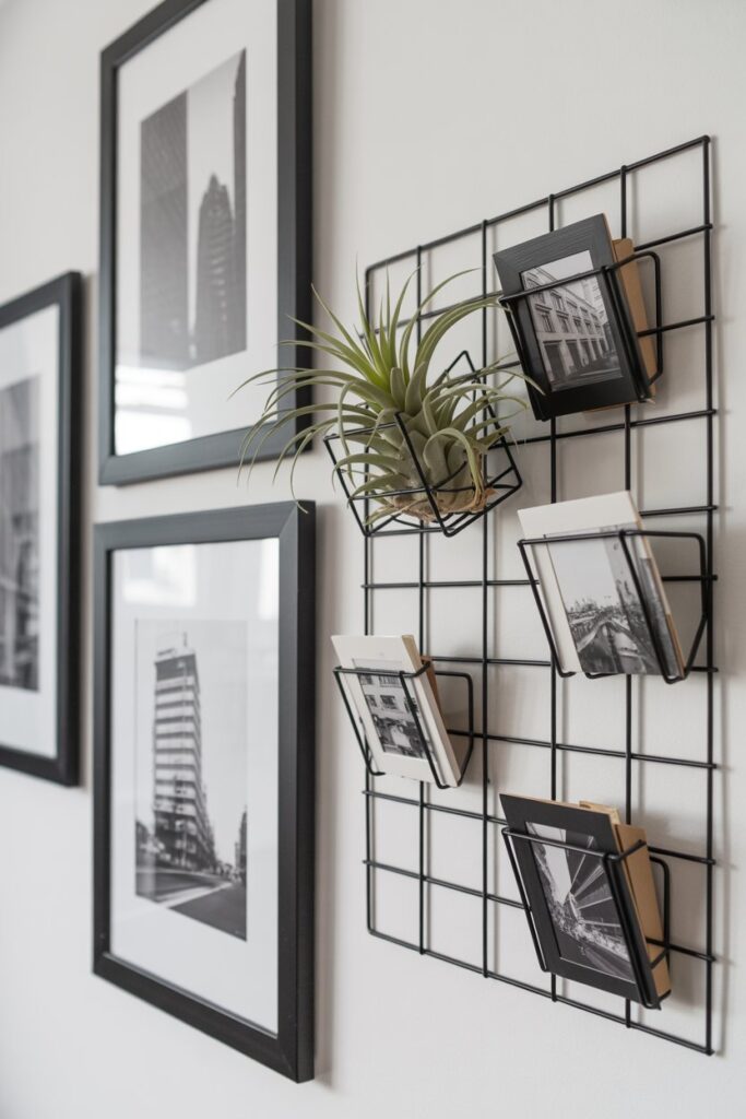 Monochrome Gallery Walls with Wire Grids
