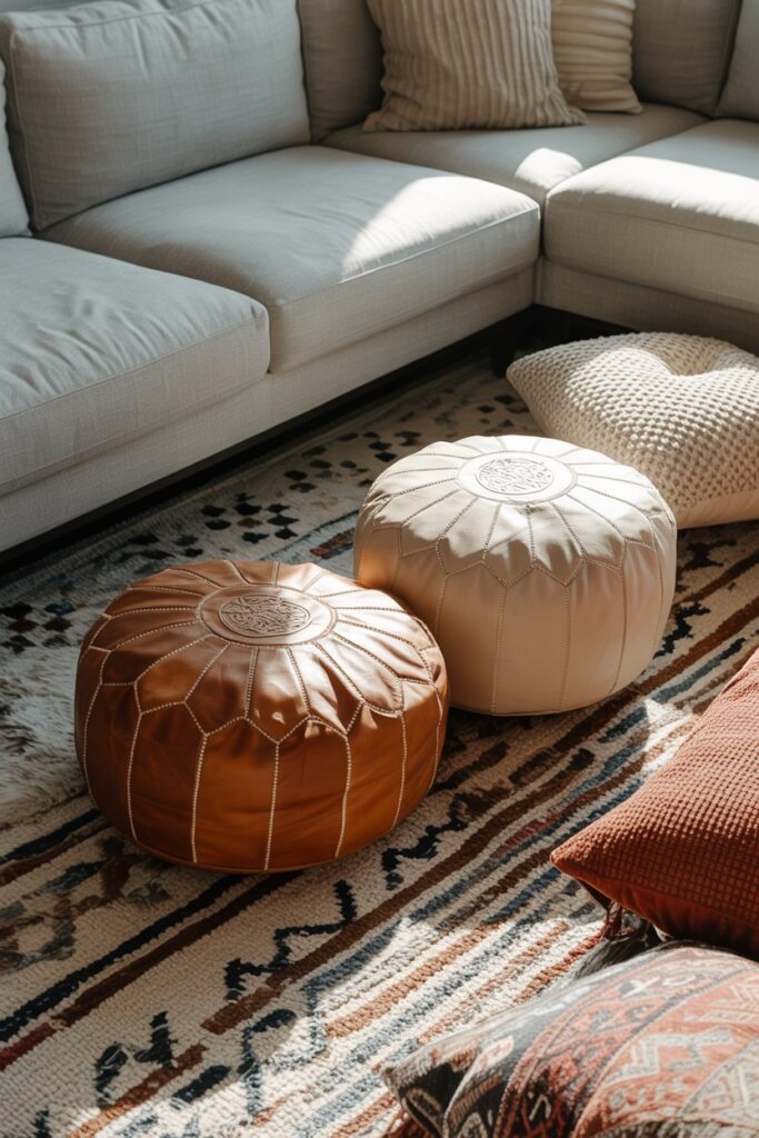 Moroccan Poufs and Floor Pillows