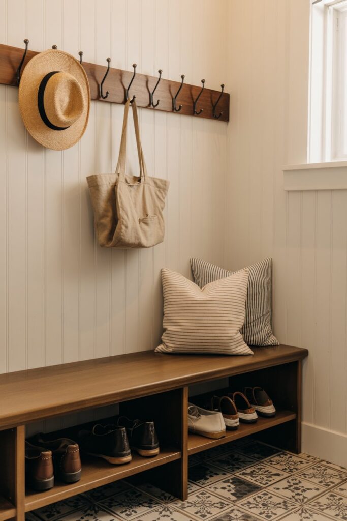 Mudroom Bench and Hook Combination