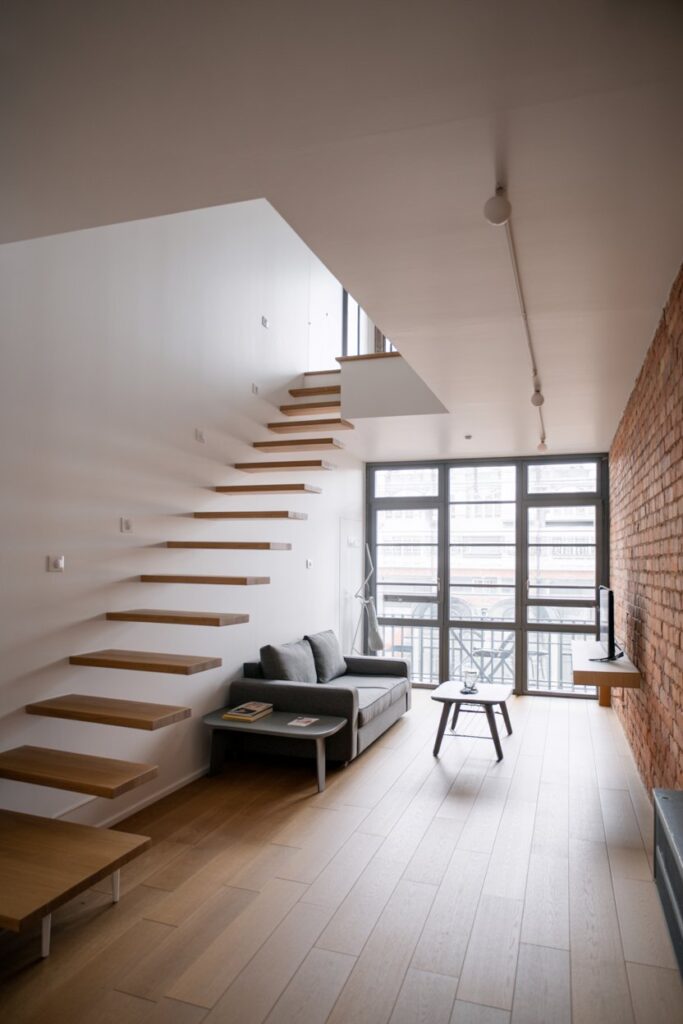 Open-Plan Loft with Floating Staircase