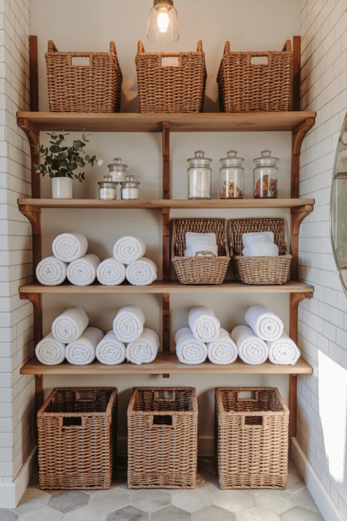 Open Shelving with Woven Baskets