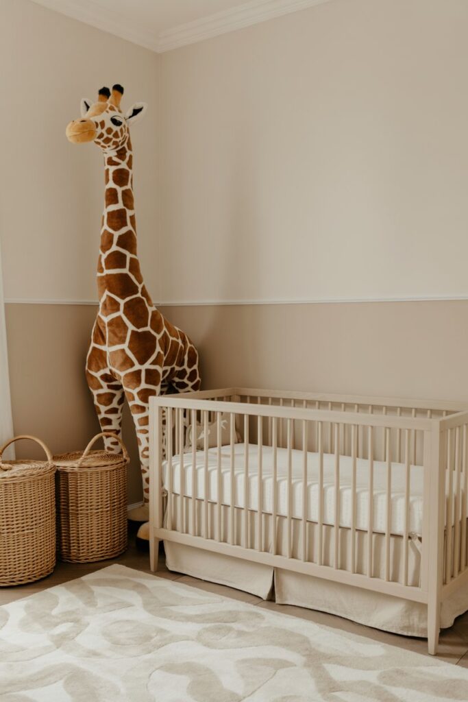 Oversized Giraffe Plush and Neutral Tones