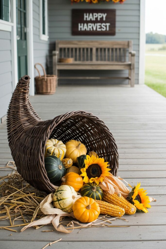 Oversized Woven Cornucopia Display