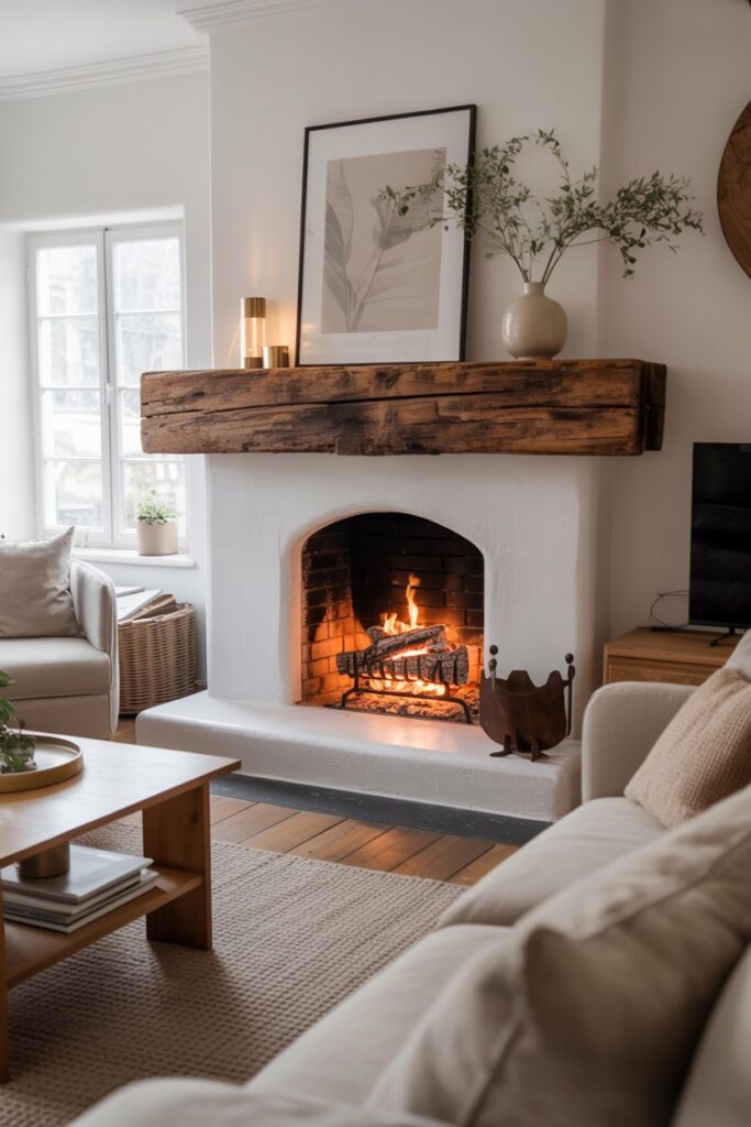 Reclaimed Wood Beam Mantel
