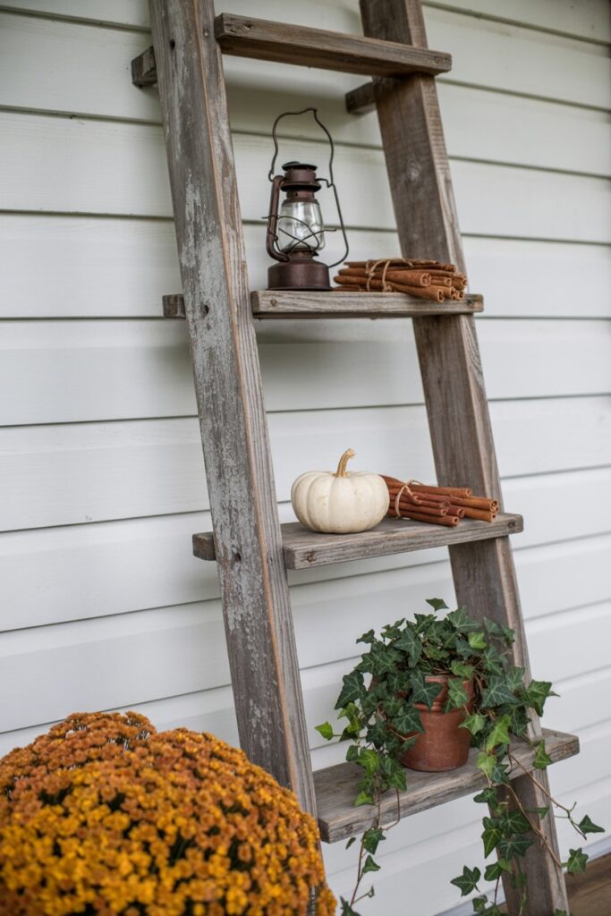 Repurposed Wooden Ladder Display