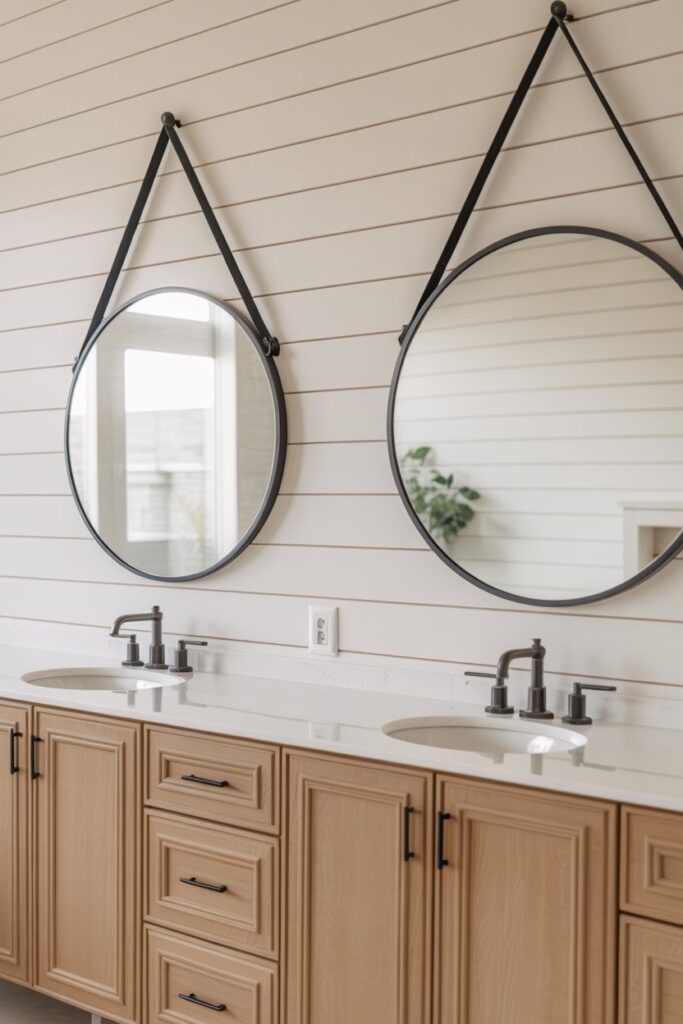 Round Mirrors to Soften Straight Lines