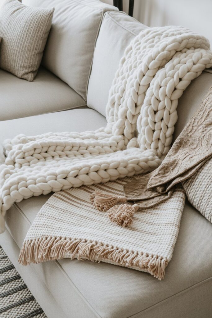 Scandi-Style Sofa with Boho Throws