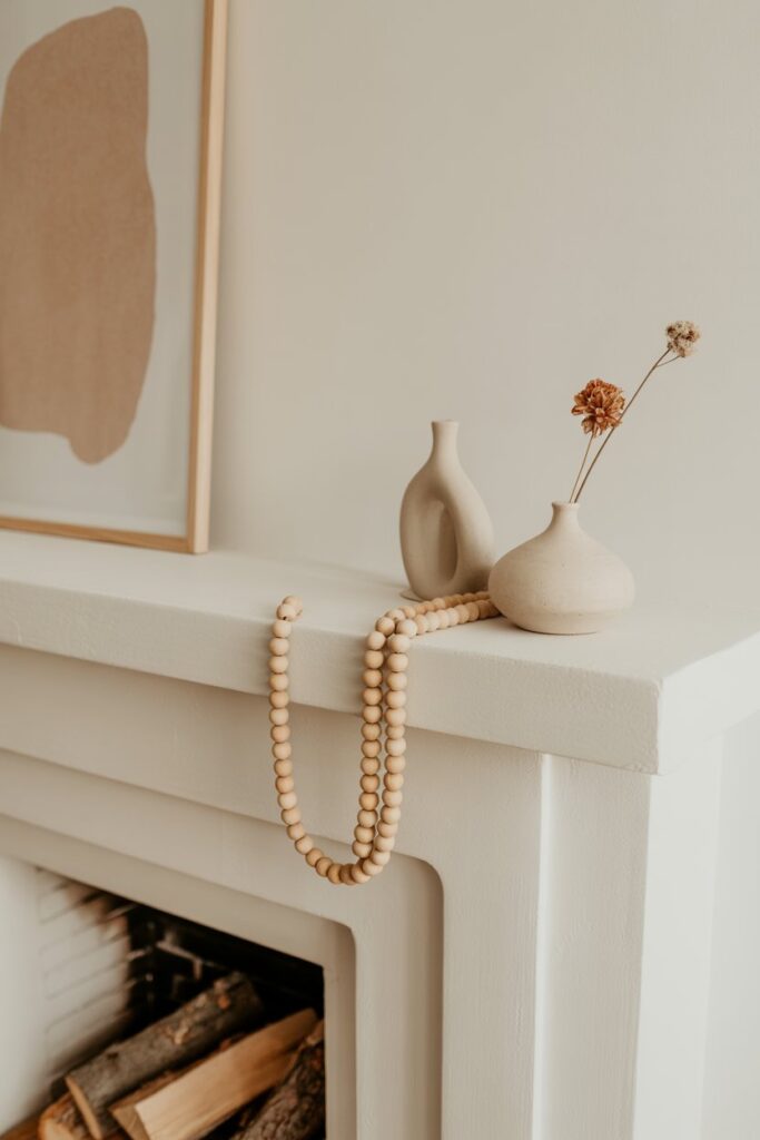 Scandinavian Fireplace with Boho Mantel Decor