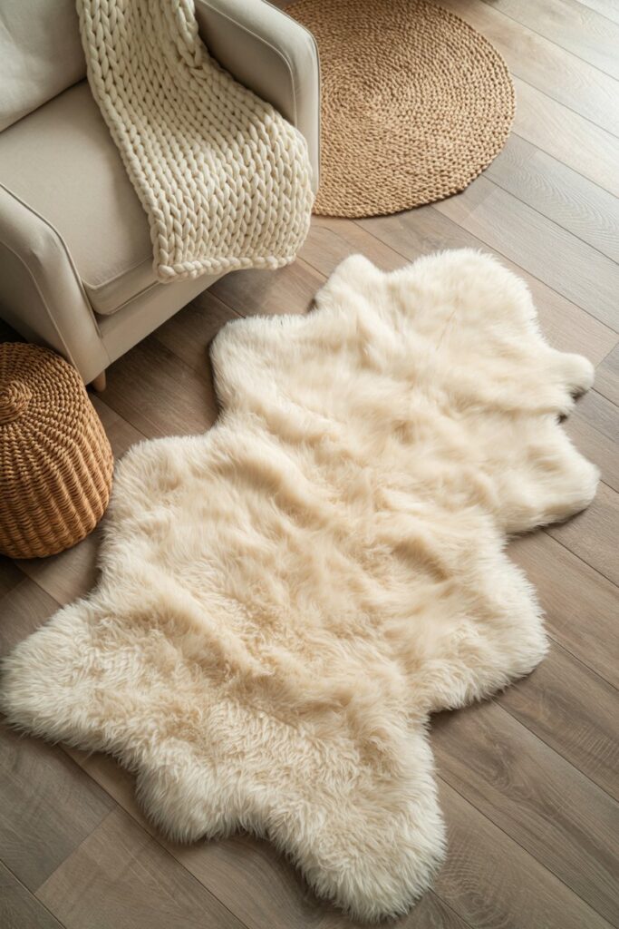 Sheepskin Rugs and Layered Textures