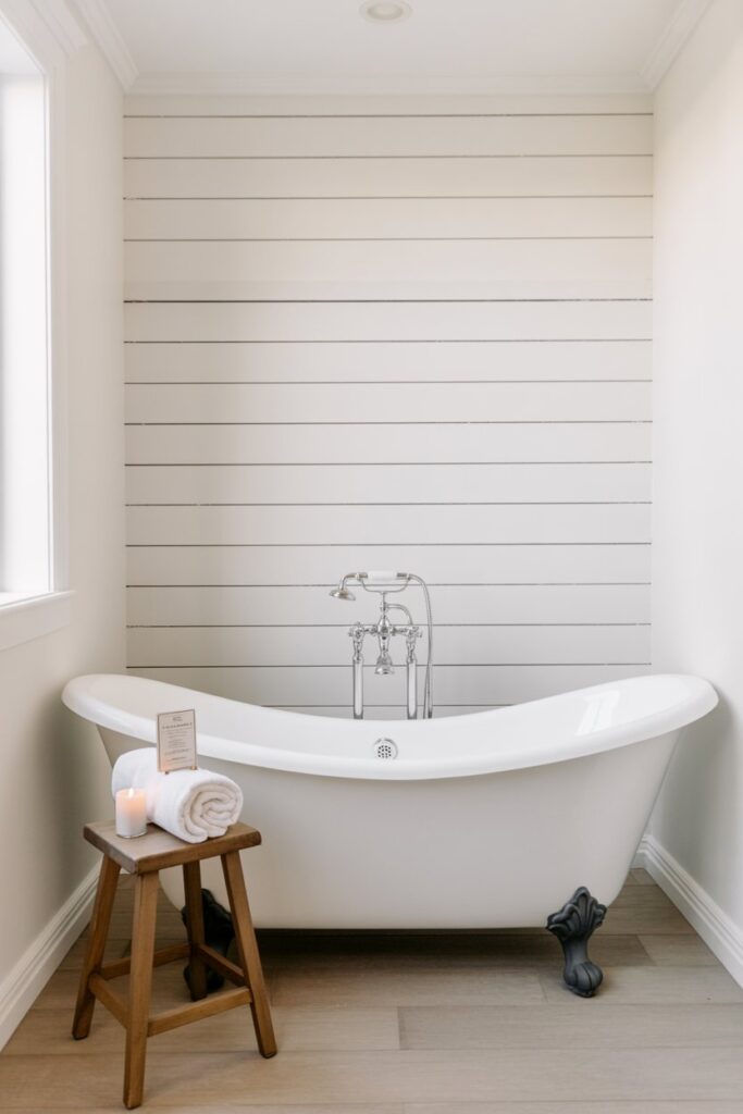 Shiplap Accent Wall and Freestanding Tub