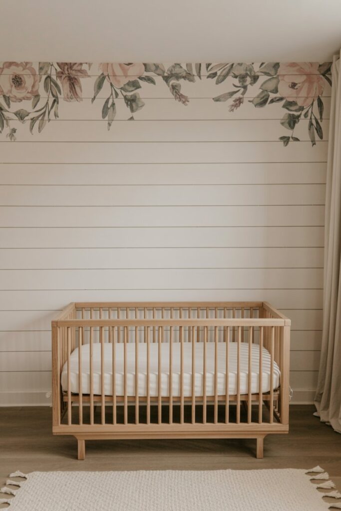 Shiplap Accent Wall with Floral Details