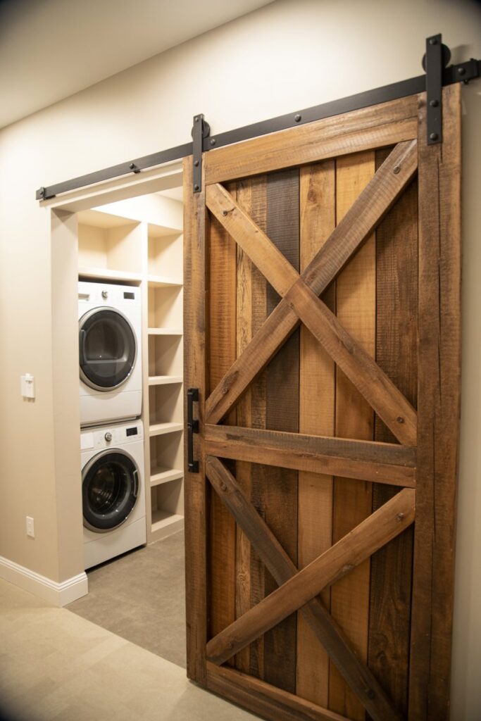 Sliding Barn Door for a Hidden Laundry Nook