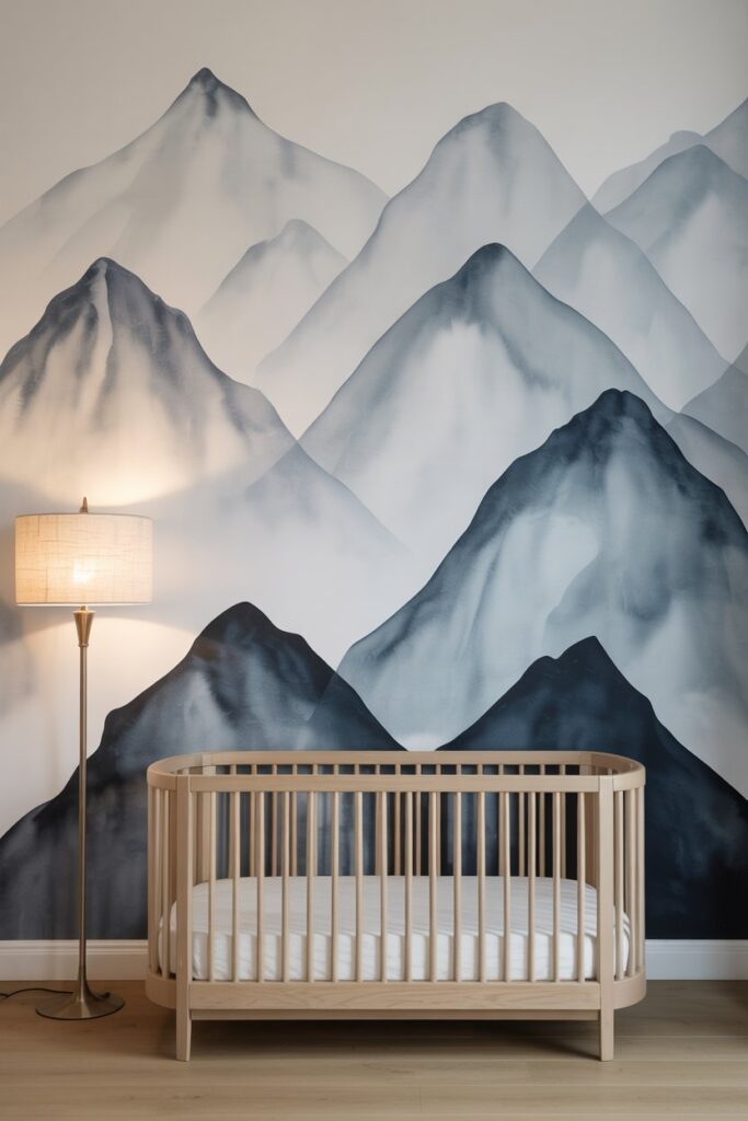 Soft Minimalist Mountain Mural