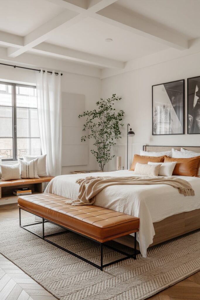 The Cognac Leather Bench