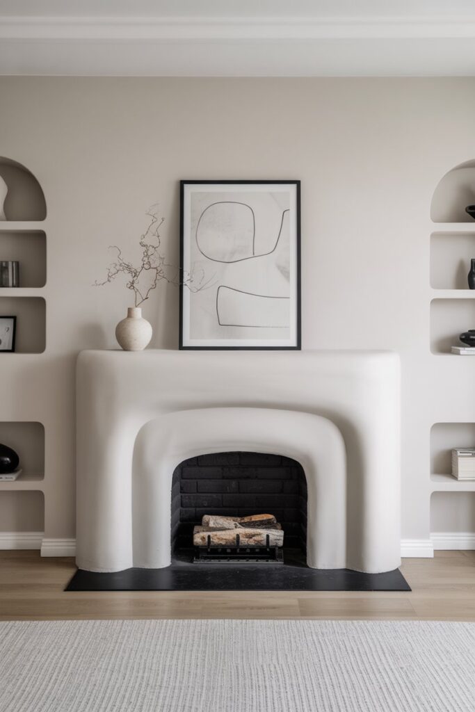 The White Plaster Clean Line Fireplace