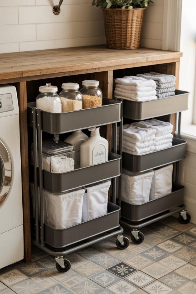 Tiered Rolling Laundry Carts