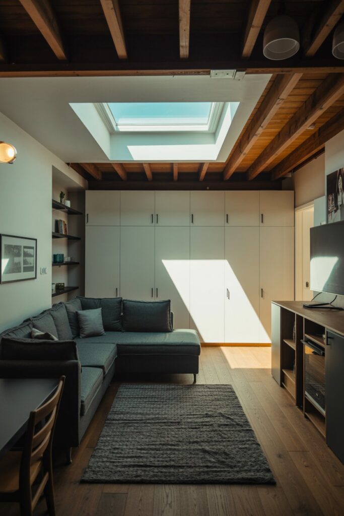 Urban Loft with Dark Wood Rafters