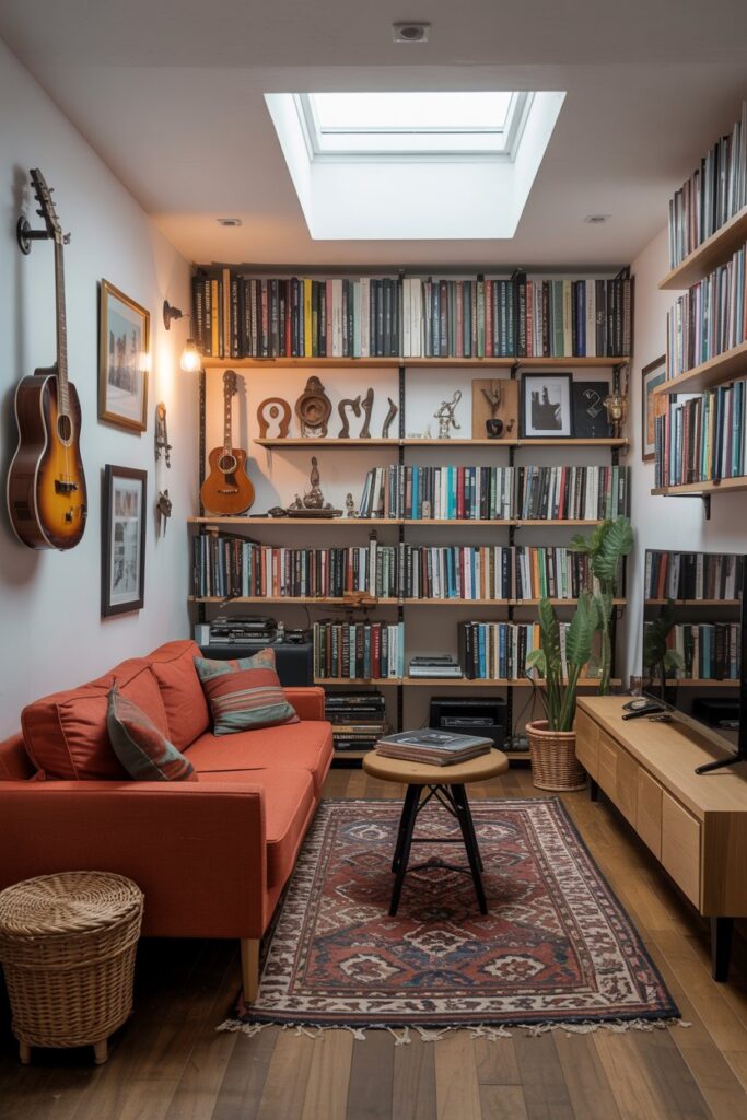 Vibrant Musician’s Loft with Built-in Library