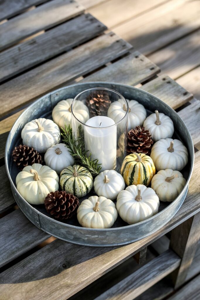 Vintage Galvanized Trays and Mini Gourds