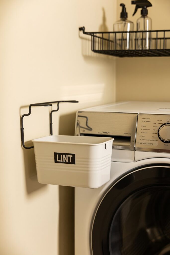 Wall-Mounted Lint Bin and Magnetic Organizers