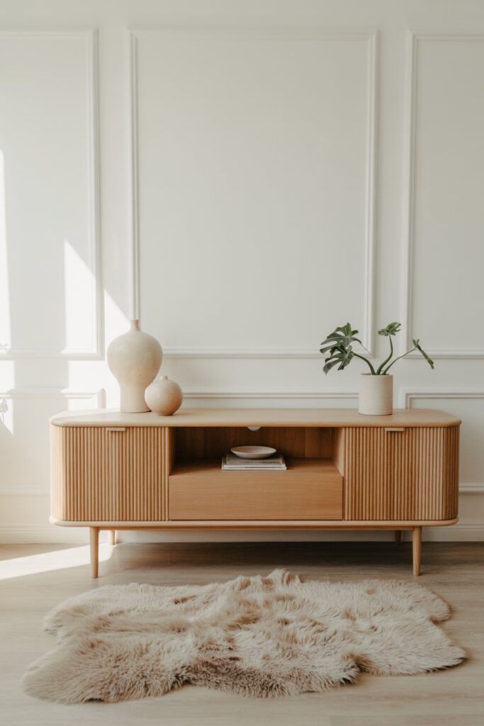 Warm Wood Tones and White Walls