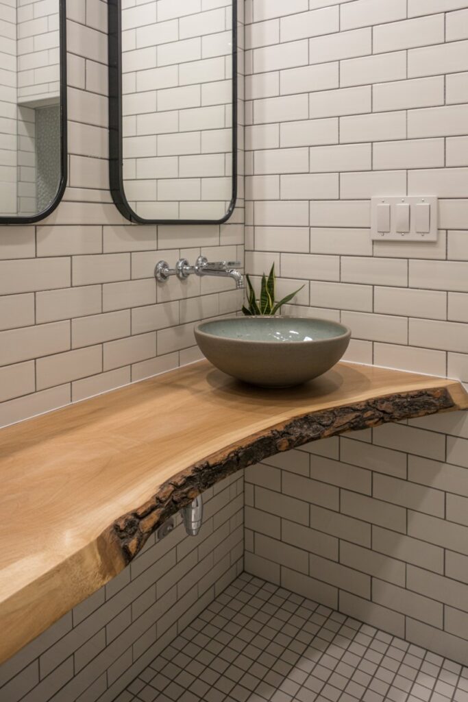 Warmth with a Waterfall Wood Countertop