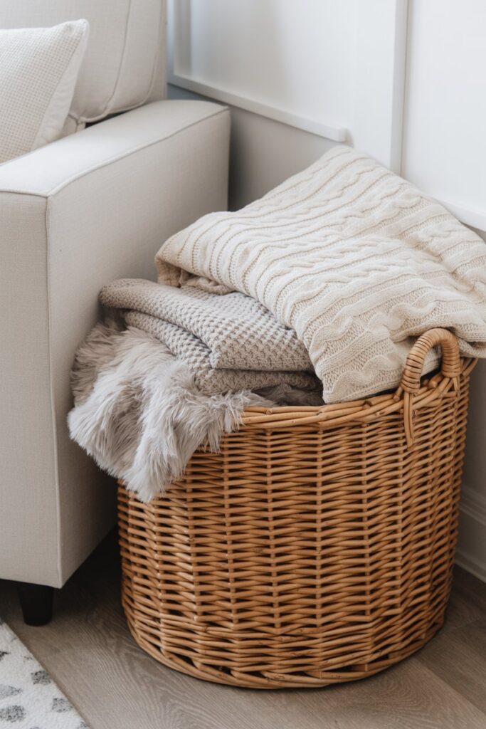 Wicker Basket for Extra Blankets