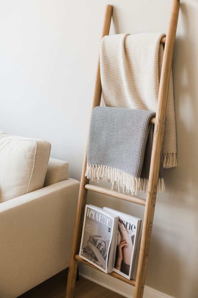 Wooden Ladders for Throws and Magazines