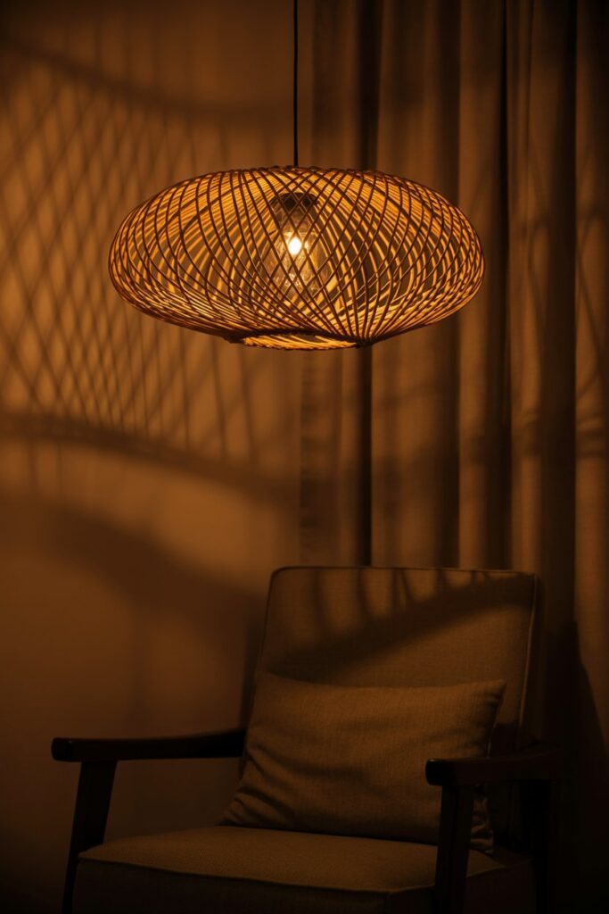 Woven Pendants and Soft Lighting