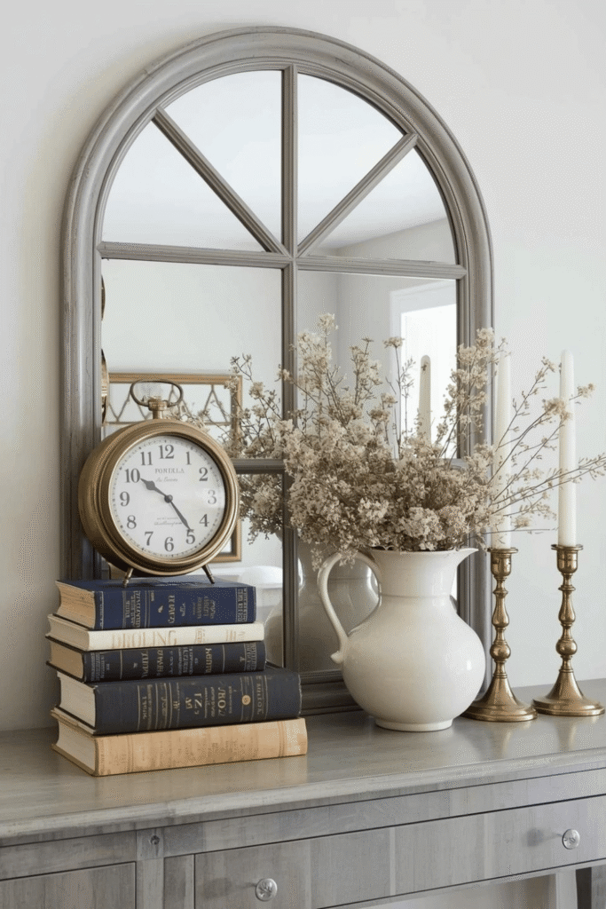 Antique Book and Clock Display