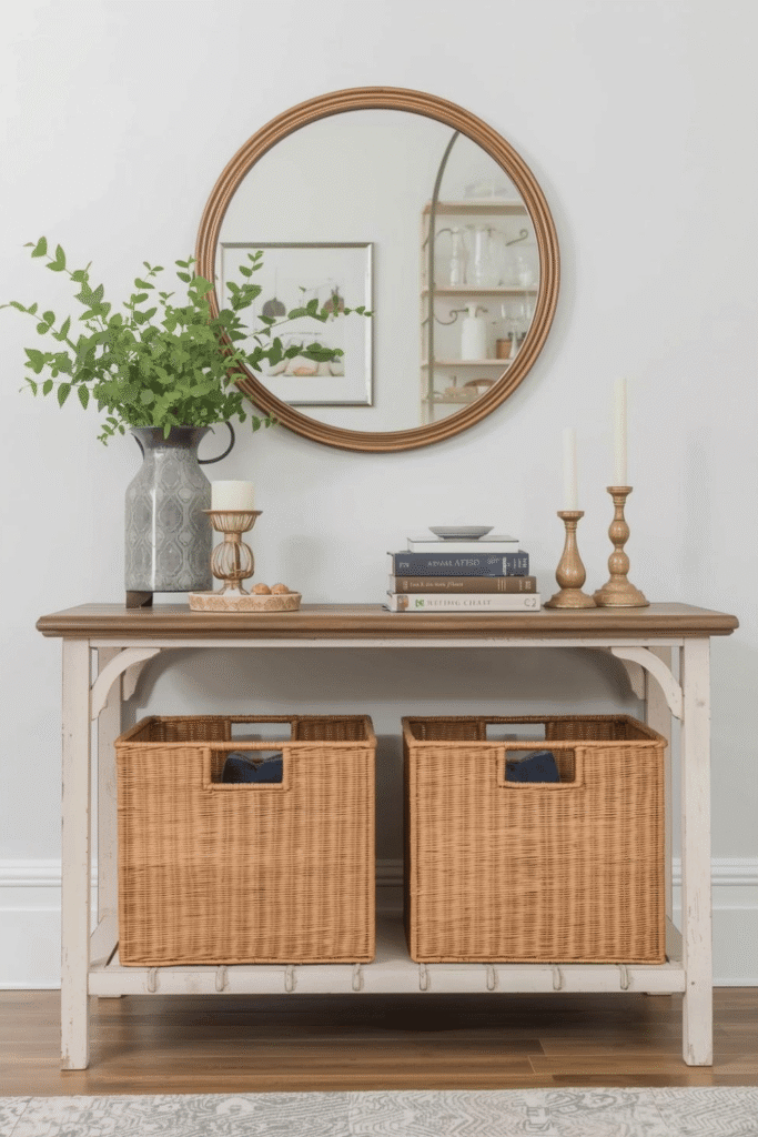 Basket Storage Meets Entryway Decor