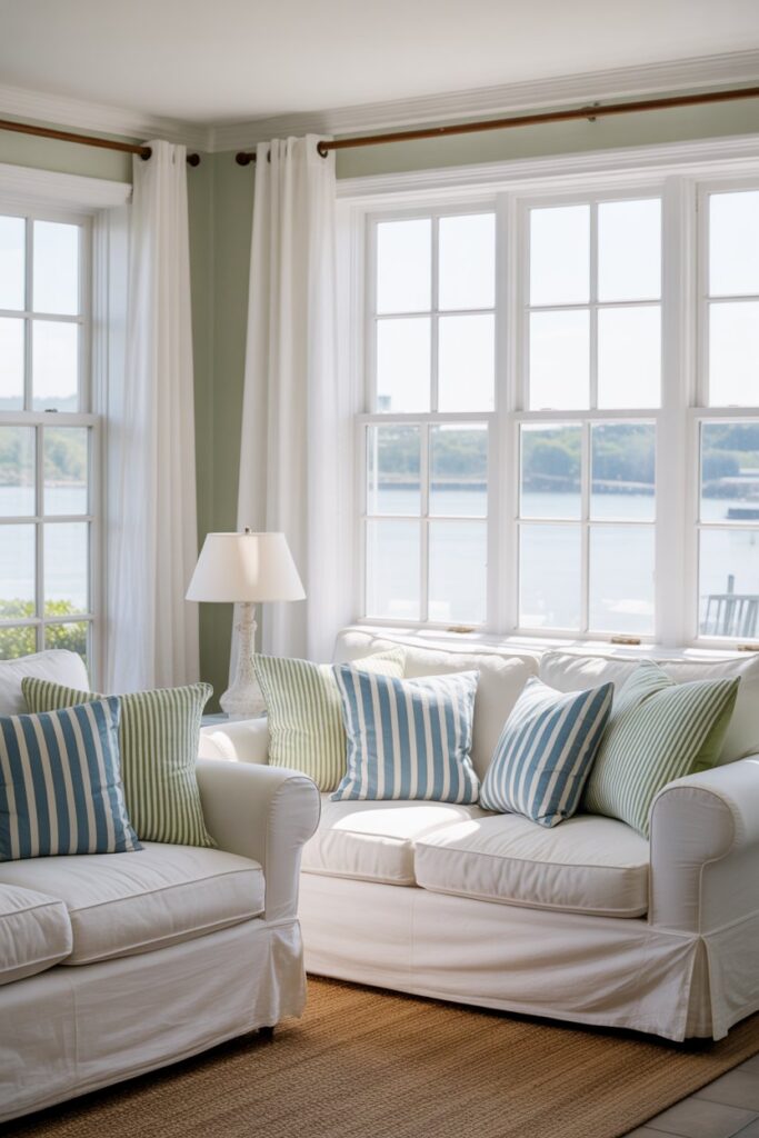 Coastal Calm Sage Green and Crisp White