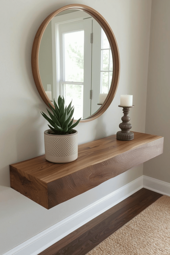 Floating Farmhouse Shelf as an Entryway Table