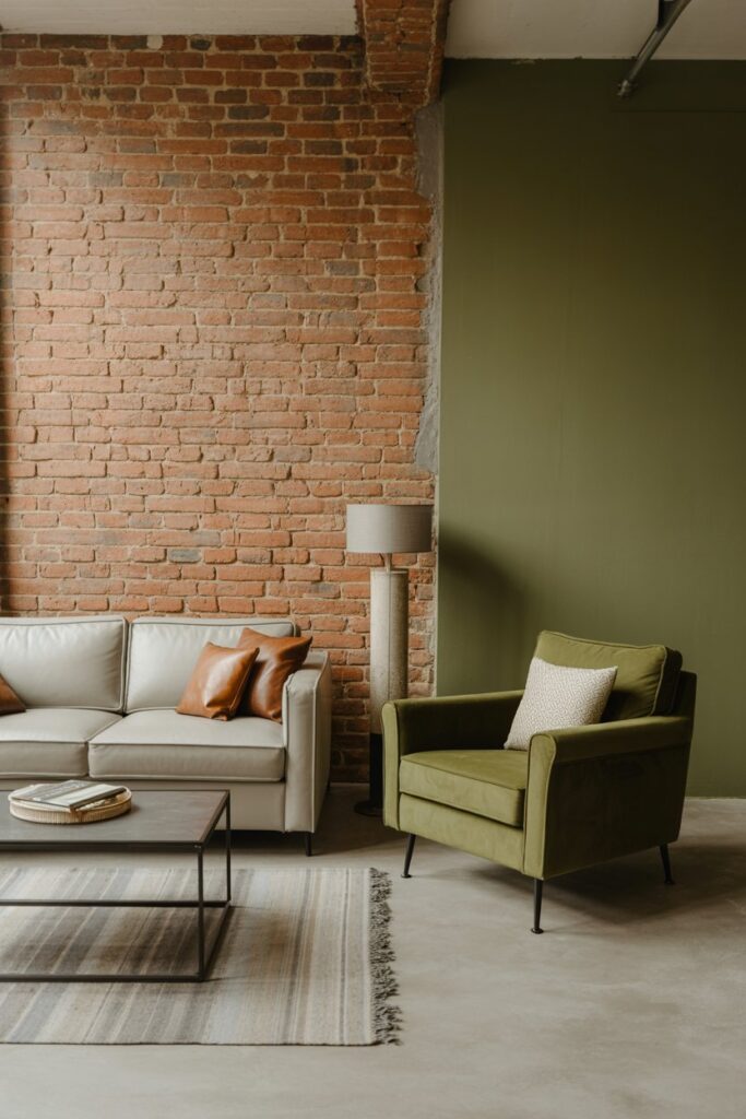Industrial Softness Sage Green and Exposed Elements